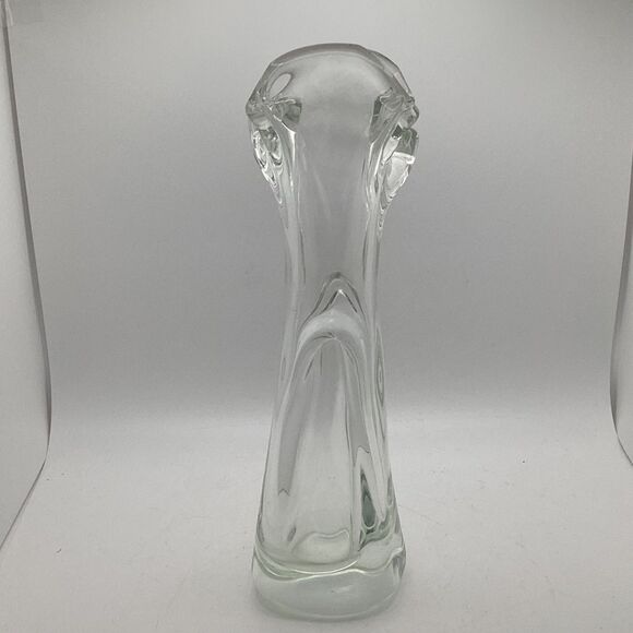 JanVeranek Skrdlovic Czech Clear Art Glass Vase MCM - Picture 2 of 4
